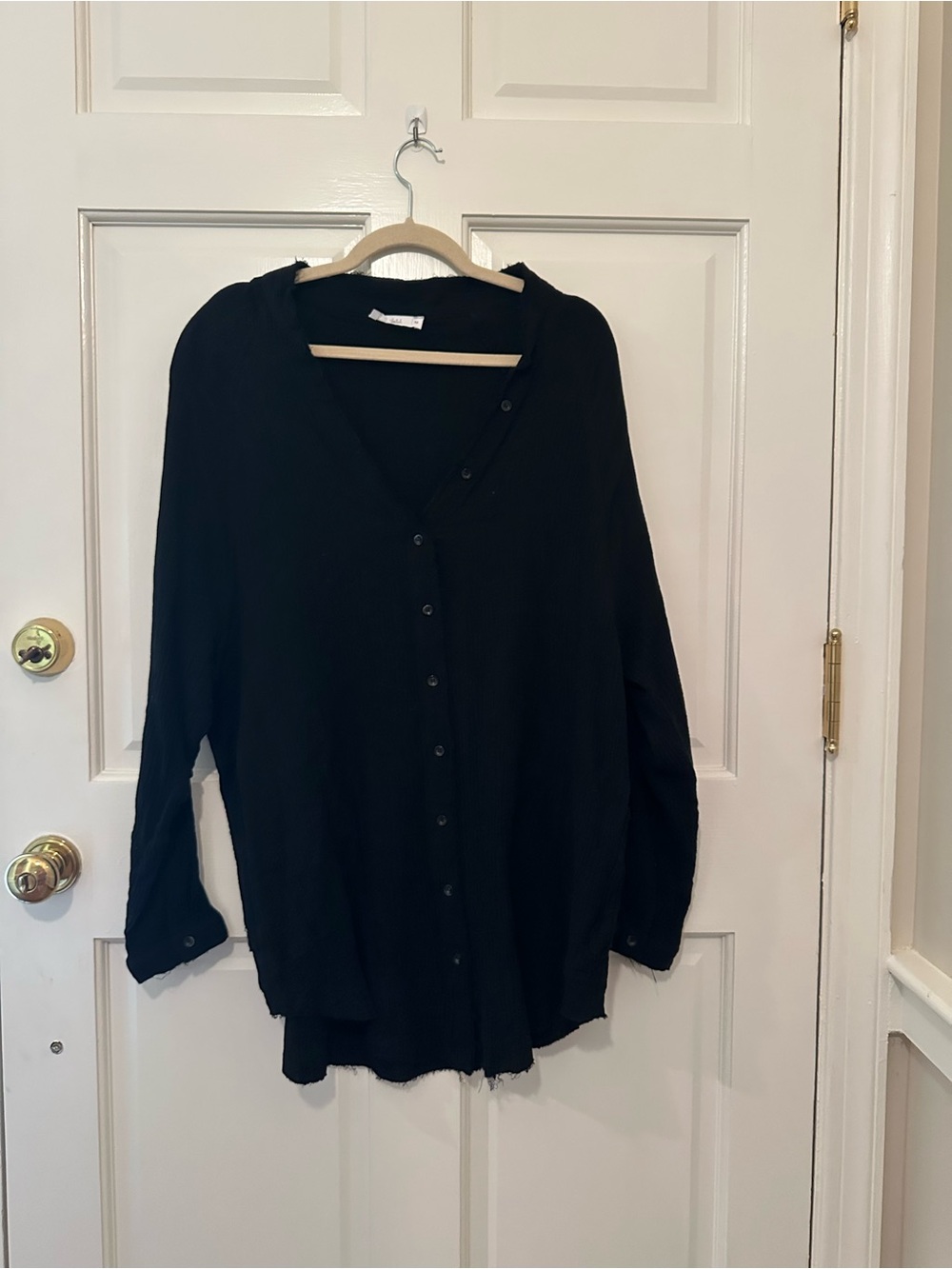 Black Button-Front Gauze Shirt